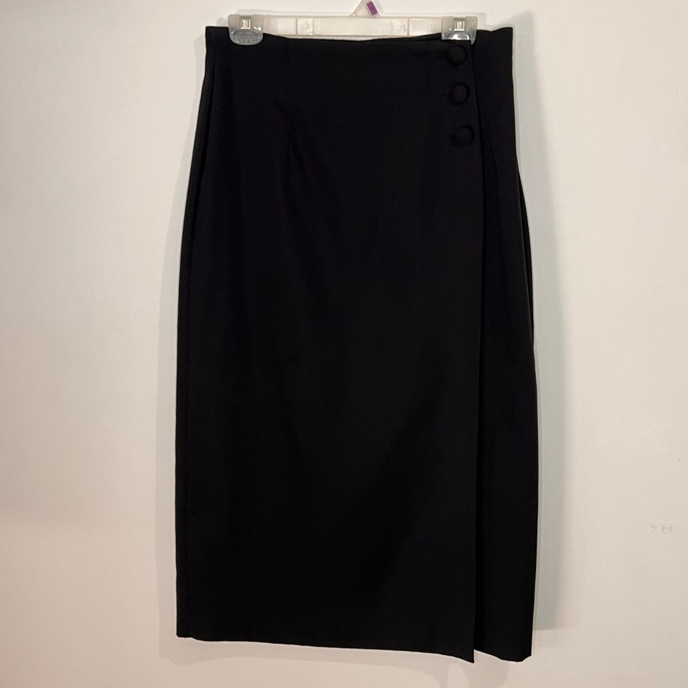 SOLD 4/6 Toby Vintage 90s Black Maxi Full Wrap Pencil Skirt - Picture 3 of 11